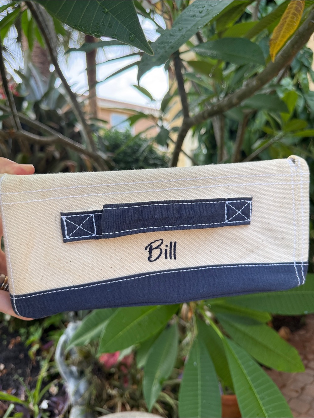 LL Bean Napkin Holder Canvas Basket Personalized Bill